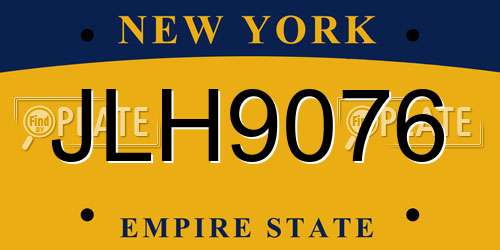 JLH9076 New York License Plate