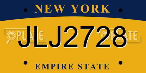 JLJ2728 New York License Plate