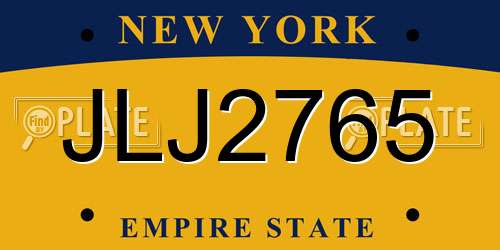 JLJ2765 New York License Plate