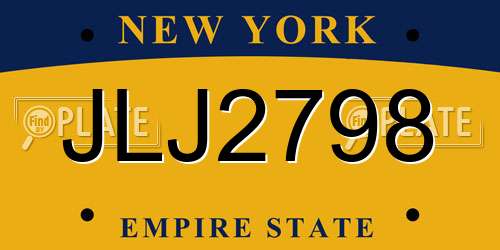 JLJ2798 New York License Plate
