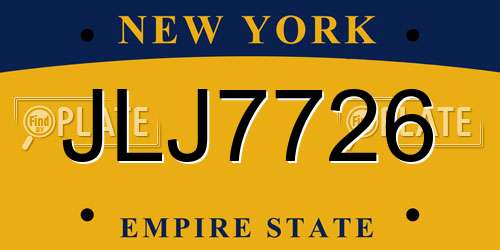 JLJ7726 New York License Plate