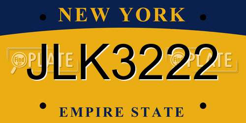 JLK3222 New York License Plate