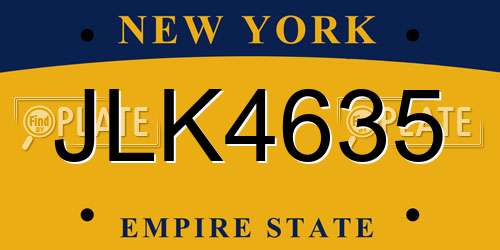 JLK4635 New York License Plate