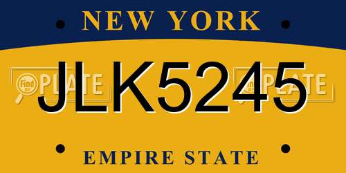 JLK5245 New York License Plate