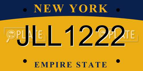 JLL1222 New York License Plate