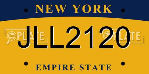 JLL2120 New York License Plate