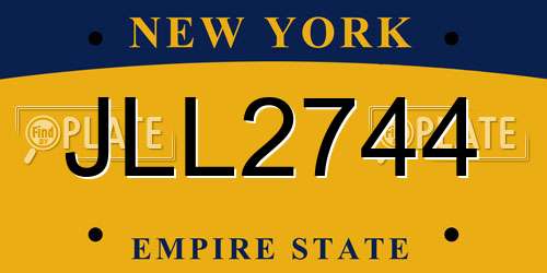 JLL2744 New York License Plate