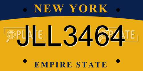 JLL3464 New York License Plate