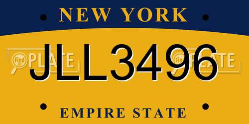 JLL3496 New York License Plate