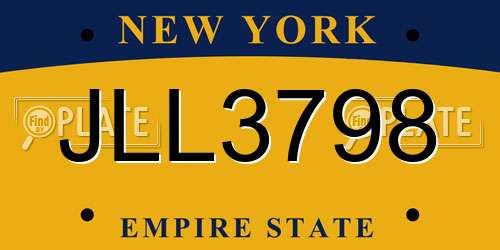 JLL3798 New York License Plate