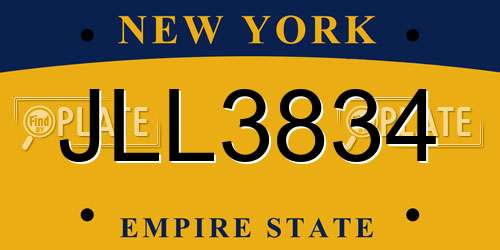 JLL3834 New York License Plate
