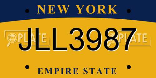 JLL3987 New York License Plate