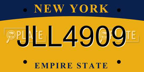 JLL4909 New York License Plate
