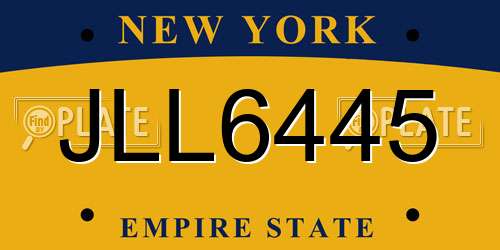 JLL6445 New York License Plate