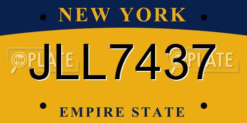 JLL7437 New York License Plate
