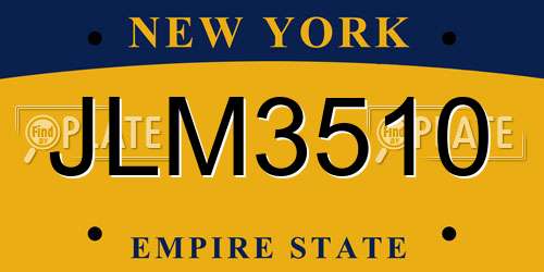 JLM3510 New York License Plate