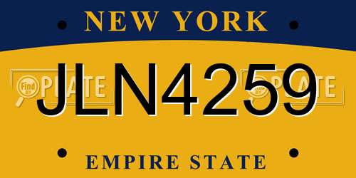 JLN4259 New York License Plate