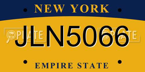 JLN5066 New York License Plate