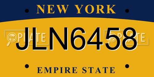 JLN6458 New York License Plate
