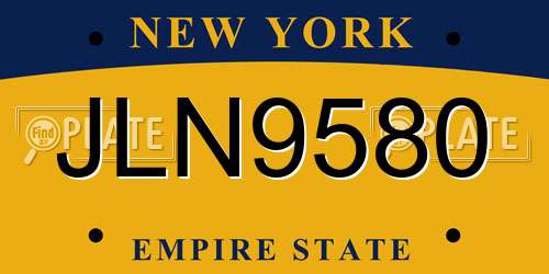 JLN9580 New York License Plate