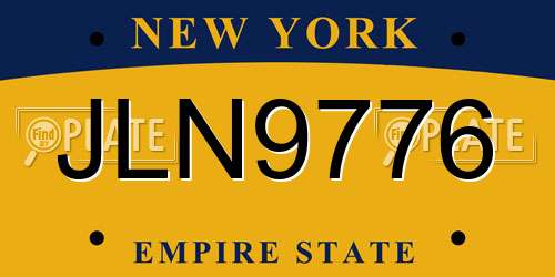 JLN9776 New York License Plate