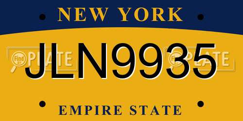 JLN9935 New York License Plate