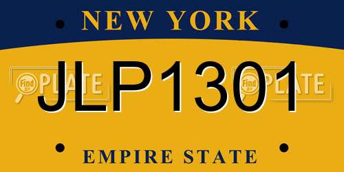JLP1301 New York License Plate
