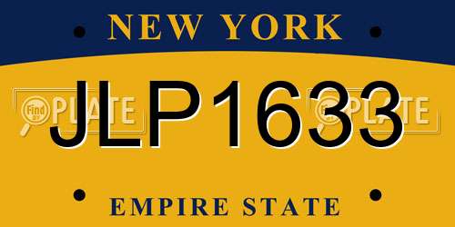 JLP1633 New York License Plate