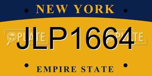 JLP1664 New York License Plate