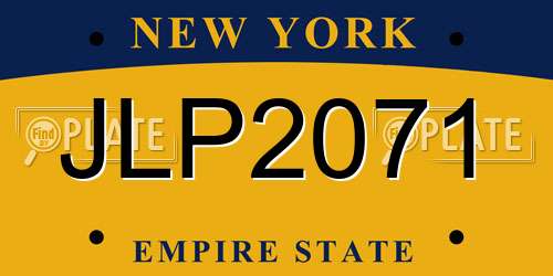 JLP2071 New York License Plate