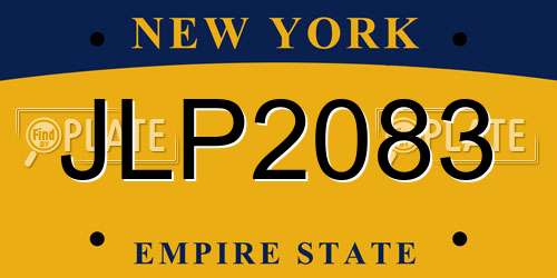 JLP2083 New York License Plate