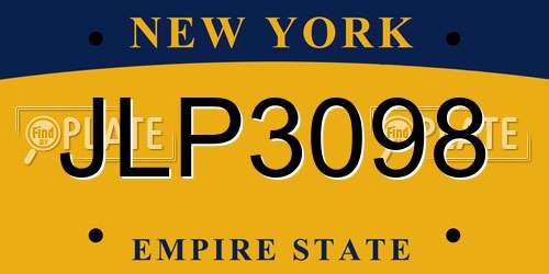 JLP3098 New York License Plate