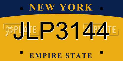 JLP3144 New York License Plate