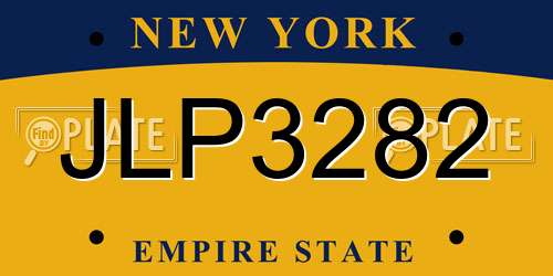 JLP3282 New York License Plate