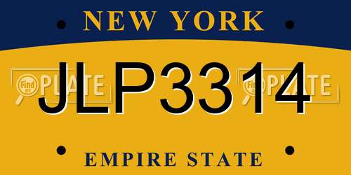 JLP3314 New York License Plate