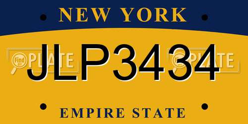 JLP3434 New York License Plate