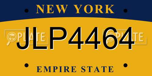 JLP4464 New York License Plate