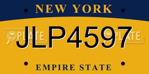 JLP4597 New York License Plate