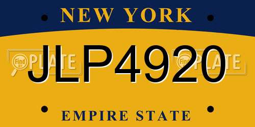 JLP4920 New York License Plate