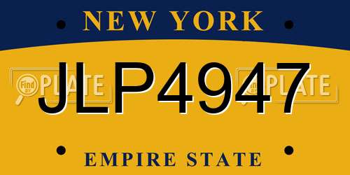 JLP4947 New York License Plate