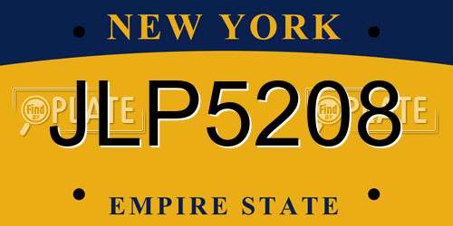 JLP5208 New York License Plate