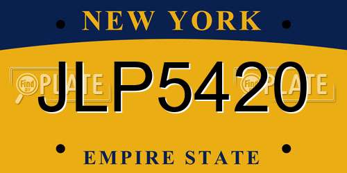 JLP5420 New York License Plate