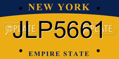 JLP5661 New York License Plate
