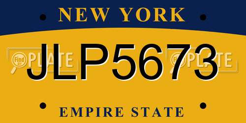 JLP5673 New York License Plate