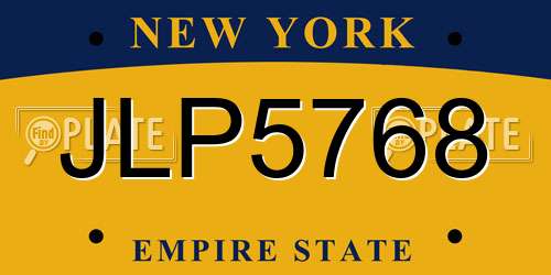 JLP5768 New York License Plate