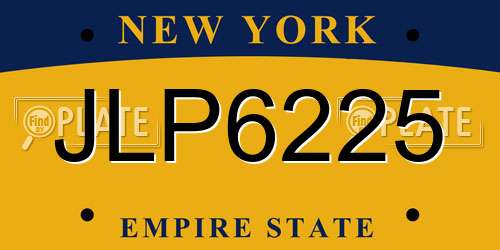 JLP6225 New York License Plate