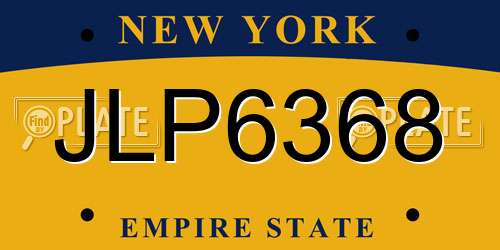 JLP6368 New York License Plate