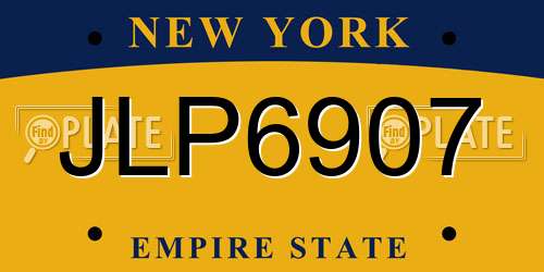 JLP6907 New York License Plate