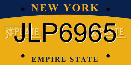 JLP6965 New York License Plate