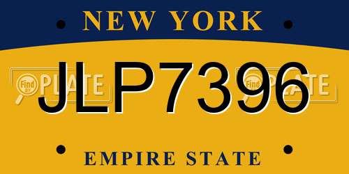 JLP7396 New York License Plate